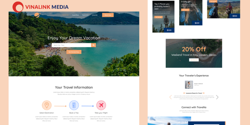 Mẫu landing page bán tour du lịch đẹp